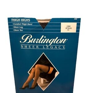 Vintage Burlington Sheer Legacy Thigh High Stockings Size Long Off Black